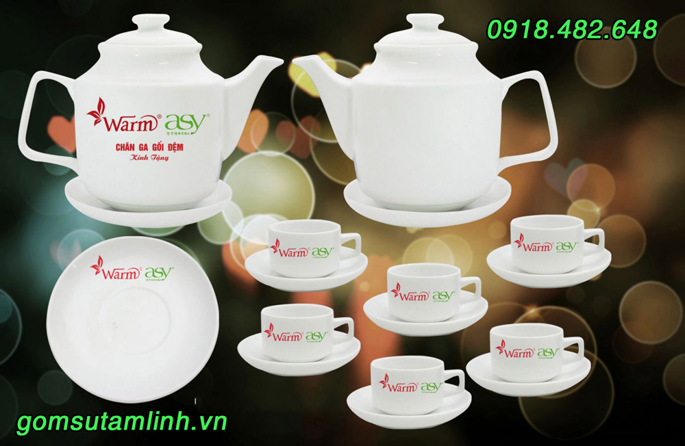 Ảnh bộ ấm chén in logo mẫu 3