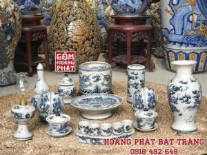 Bộ đồ thờ men rạn vẽ tay gốm sứ Bát Tràng