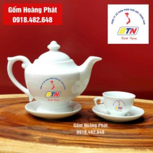 Ấm chén dáng đèn thần in logo Bắc Trung Nam