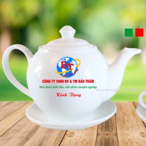 Bộ ấm chén in logo Bảo Trâm 1