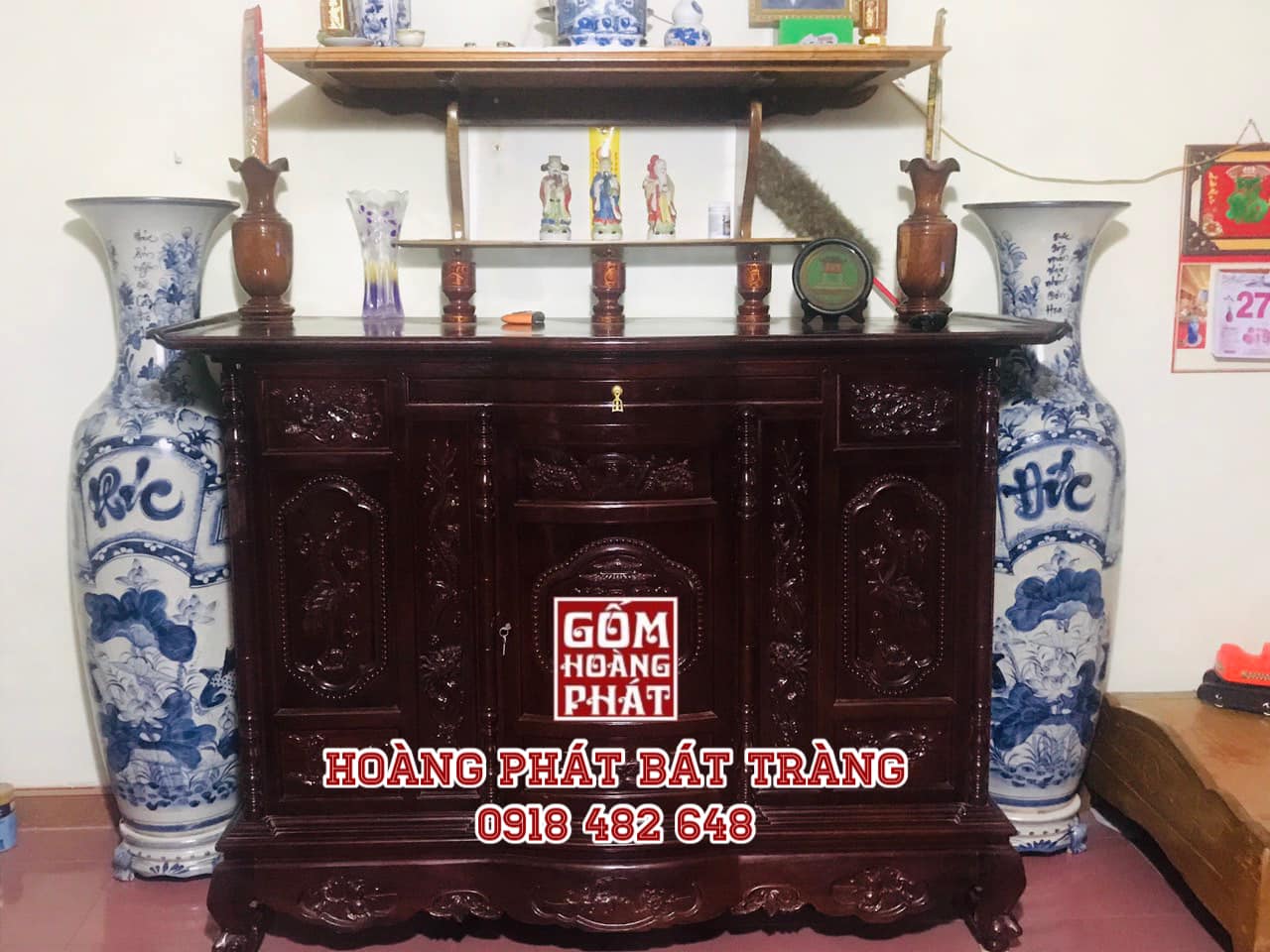 Lục bình sứ men rạn Bát Tràng