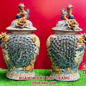 Chóe công đào men rạn đắp nổi kênh bong dung tích 25L CHOE09